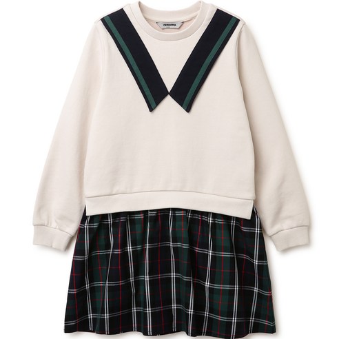 레노마키즈 여아용 체크배색 맨투맨 원피스 R2311O606