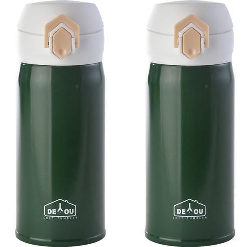 상상앤드 비비드 2중 진공 원터치 보온병 2p, 350ml, 카키