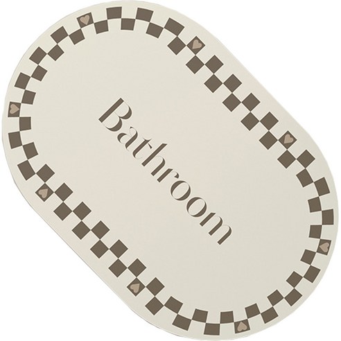 욕실 화장실 체크 실리콘 발매트 60 x 90 cm, 브라운