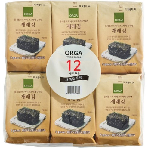 ORGA 들기름으로 바삭구운 재래김 12p, 60g, 1개