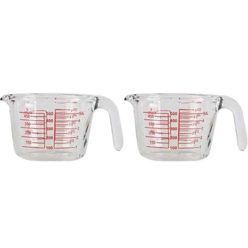 푸코 티도요 내열강화 계량컵, 투명, 500ml, 2개