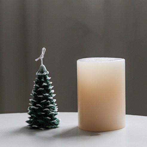 크리스마스 트리 소나무 수제 캔들 실리콘 몰드 디자인 3번, 화이트
