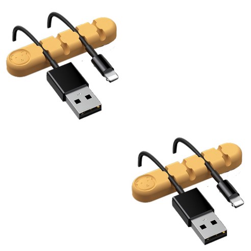 유니버스팩토리 usb 선정리소품 컬러곰 4구, 노랑, 2개