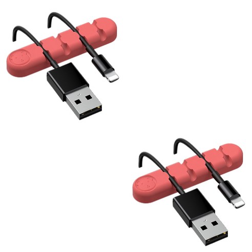 유니버스팩토리 usb 선정리소품 컬러곰 4구, 연핑크, 2개