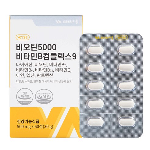 비타민마을 비오틴 5000 비타민B 컴플렉스 9 30g, 60정, 1개, 60정