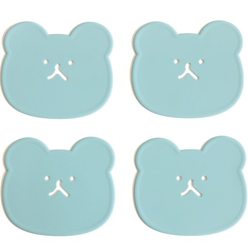 에이드엘 곰 실리콘 컵받침 4p, 민트, 1세트