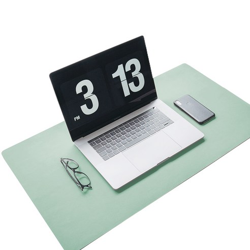 7A 양면 가죽 데스크매트 마우스 패드, 라이트그린 + 블루