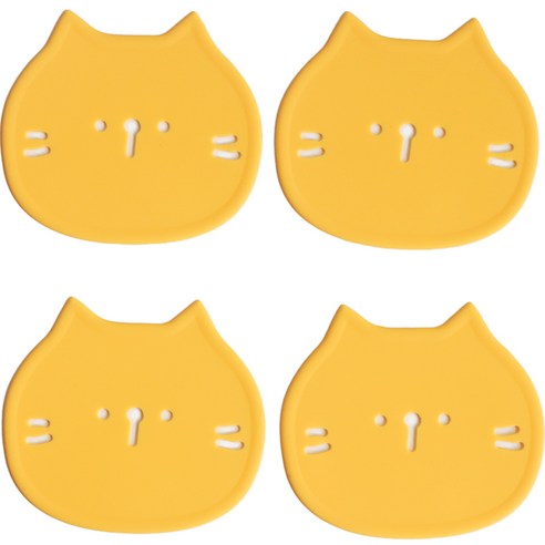 에이드엘 고양이 실리콘 컵받침 4p, 치즈, 1세트
