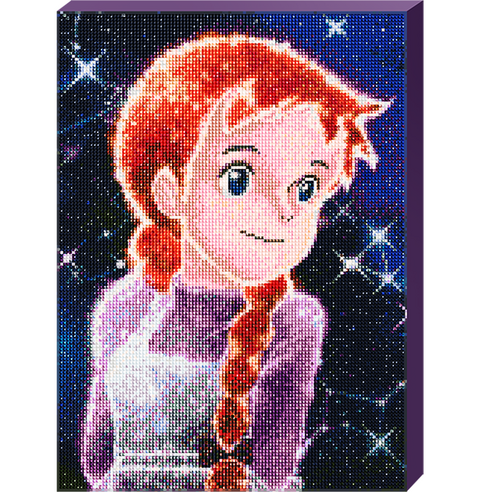 케이엠엘리홀딩스 3D 액자형 빨강머리앤 밤하늘 별빛 원형 DIY 보석십자수 46 x 33.5 cm, 혼합색상, 1개