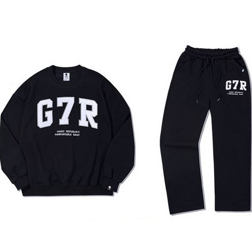 고스트리퍼블릭 G7R 아치드 오버핏 맨투맨 쭈리 트레이닝 상하의 세트 JTS-J13937