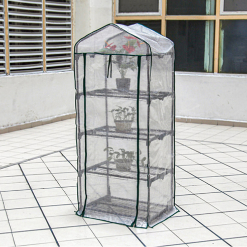 원예피디 사계절 비닐하우스 온실 선반형 4단 화이트, 1개