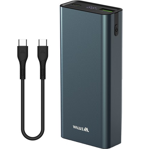 추천상품 밸류엠 메탈 45W PPS 초고속 PD 충전 초미니 보조배터리 10000mAh + CtoC 60W케이블