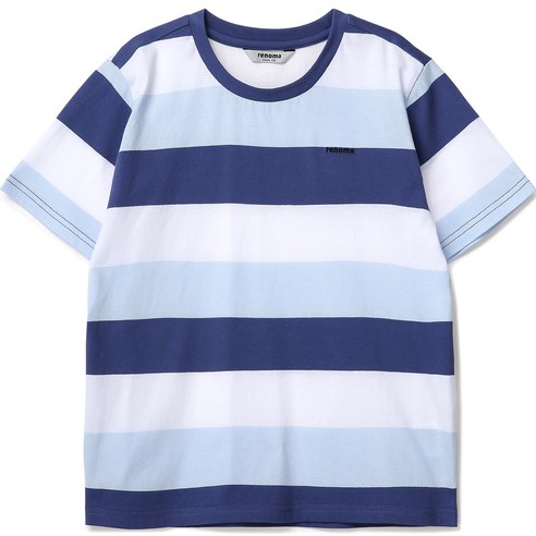 레노마키즈 남아용 블루 선염 스트라이프 티셔츠 R2322T118