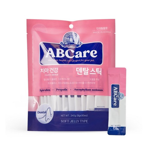 강아지 간식  ABCare 반려동물 순살스틱, 덴탈, 240g, 1개