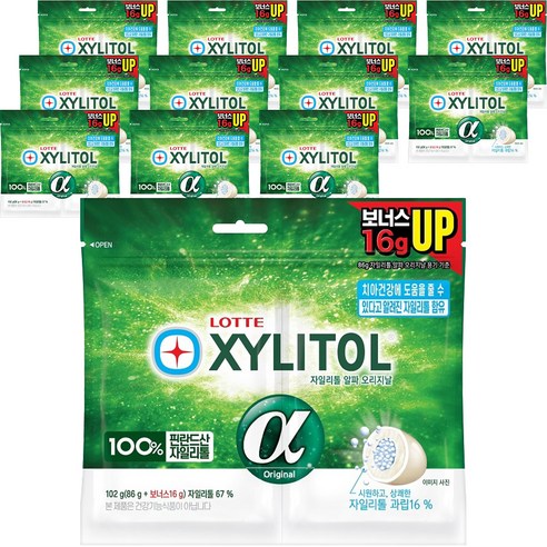 자일리톨 껌 알파 오리지날 리필, 102g, 12개