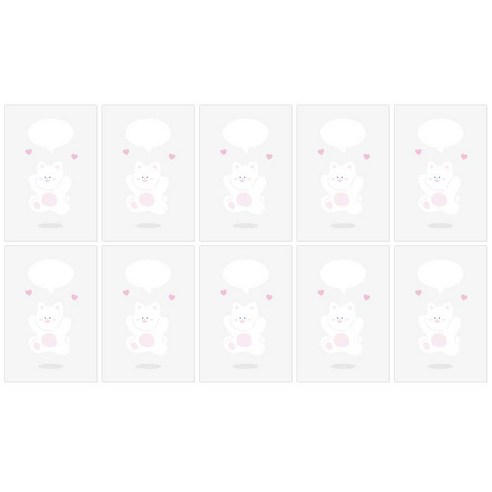 도나앤데코 동물친구의 말풍선 엽서 10p + 봉투 10p + 스티커 10p 세트, 053 반가워요 고양이, 1세트