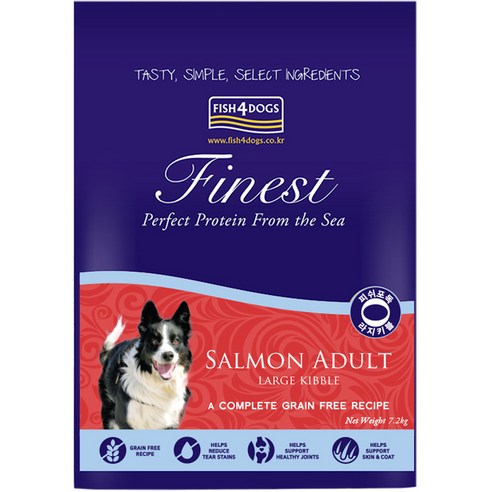 피쉬포독 강아지 어덜트 연어 라지 키블 사료, 7.2kg, 1개, 생선