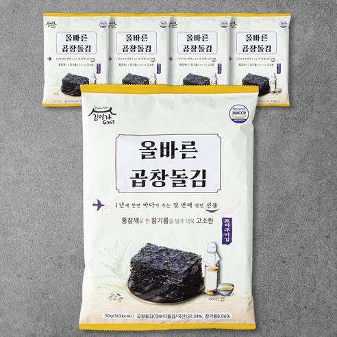 김이가 올바른 조미구이 곱창돌김, 30g, 5개입, 1개