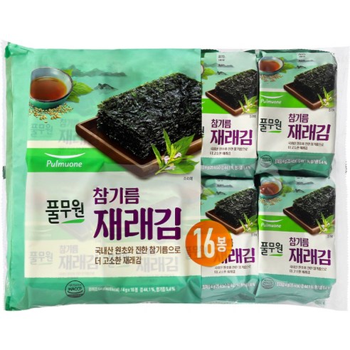 풀무원 참기름 도시락 재래김 16p, 64g, 1개