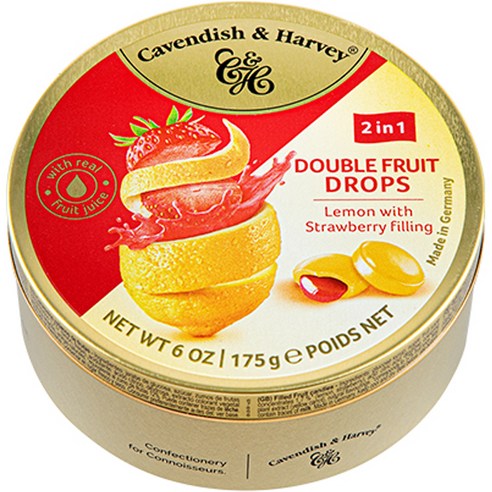 캐빈디쉬앤하비 더블프룻 레몬맛 캔디 딸기맛필링, 175g, 1개