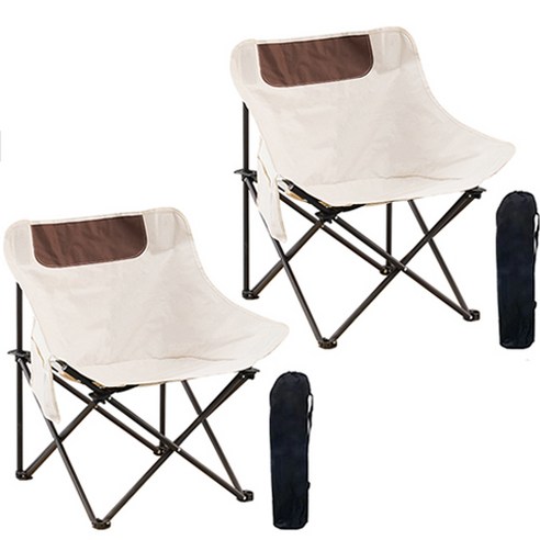 소소 야외 휴대용 원터치 접이식 캠핑 의자, 아이보리, 2개