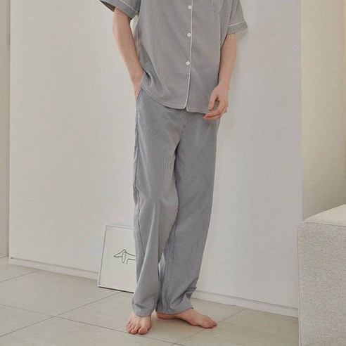 오프아워 컴포트 스트라이프 라인 9부 파자마 바지