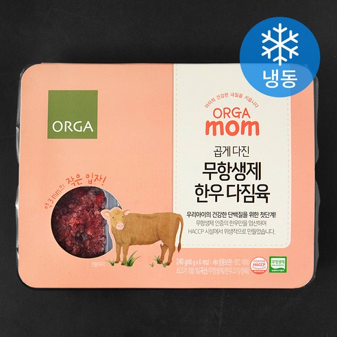 ORGA mom 곱게 다진 무항생제 인증 한우 다짐육 1등급 (냉동), 240g, 2팩