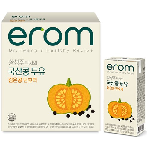 황성주박사의 국산콩 두유 검은콩 단호박, 190ml, 16개