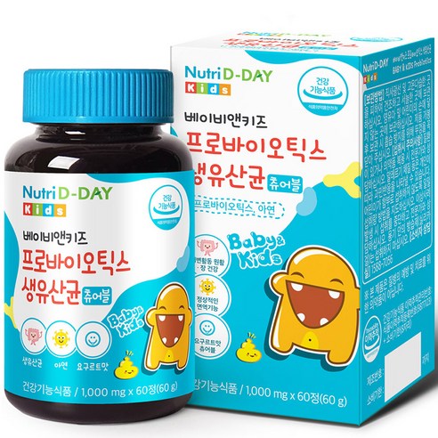 뉴트리디데이 베이비앤키즈 프로바이오틱스 생유산균 아연 60g, 60정, 1개