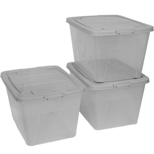올유리빙 플라스틱 리빙박스, 그레이, 60L, 3개
