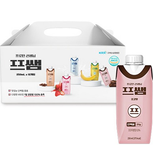 파워풀엑스 단백질음료 프쌤 초코맛, 250ml, 12개