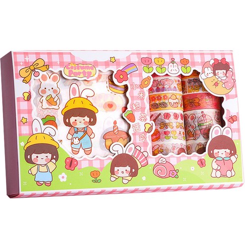 동아피엠에스 DIY 다꾸 종이 스티커 + 마스킹 데코테이프 기프트박스 세트, MK-2347, 1세트