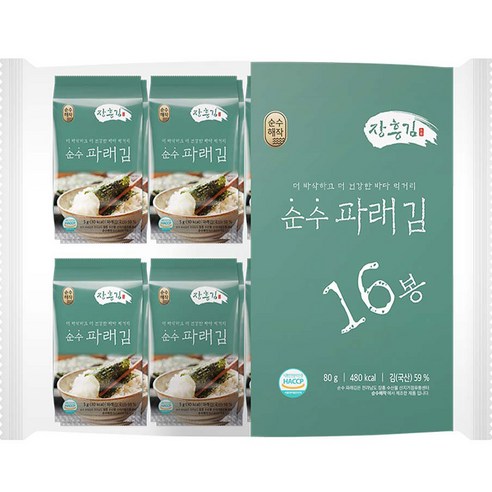 순수해작 순수 파래 도시락김, 16개, 5g