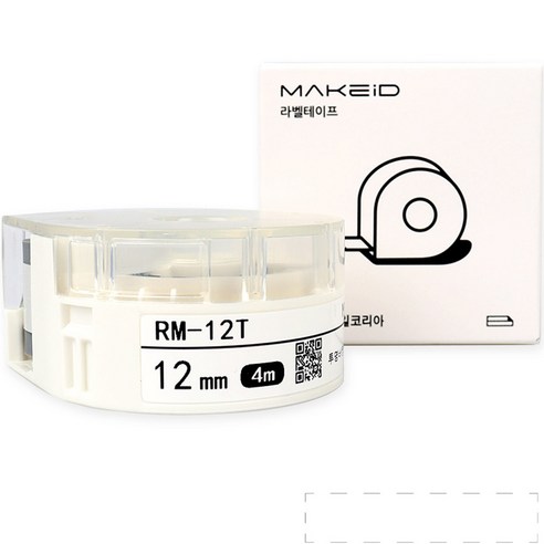 로드메일코리아 MAKEiD 라벨테이프 라벨지 12mm, 투명바탕 + 검정글씨(RM-12T), 4m