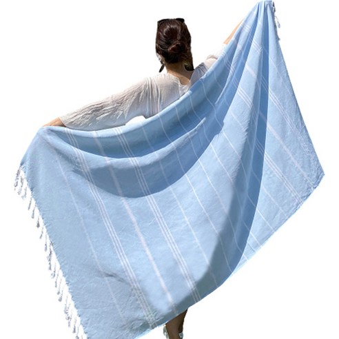 한스갤러리 비치 타올 100 x 180 cm + 파우치, 스카이블루, 1개