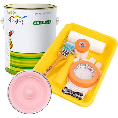 삼화페인트 아이생각 친환경 수성내부 프로 4L 페인트 도구세트, 핑크버블티, 4000ml, 1개