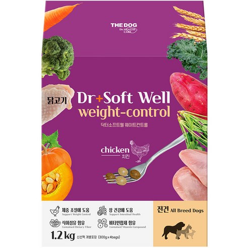 더독 강아지 전연령용 닥터소프트 웰 웨이트 컨트롤 사료, 닭, 1.2kg, 1개