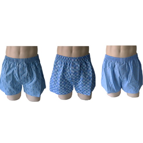 남성용 TS7 순면 스카이블루 10 트렁크 팬티 3P
