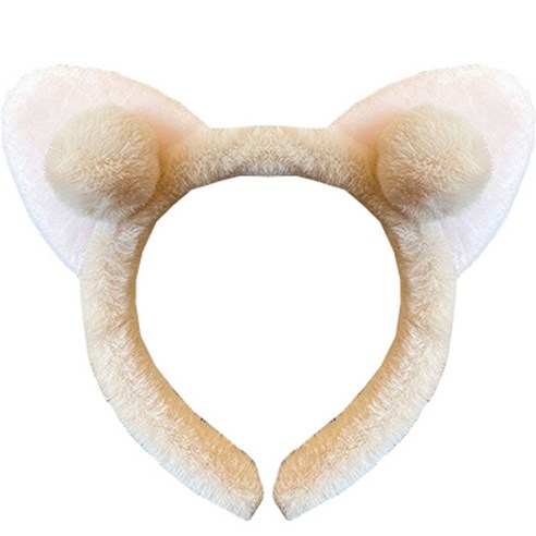 윰스 냥냥 고양이 머리띠, 베이지, 1개