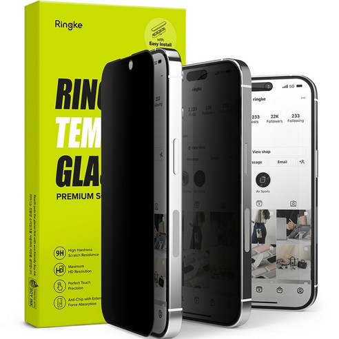 링케 사생활보호 프라이버시 강화유리 휴대폰 액정보호필름 2p 세트, 1세트