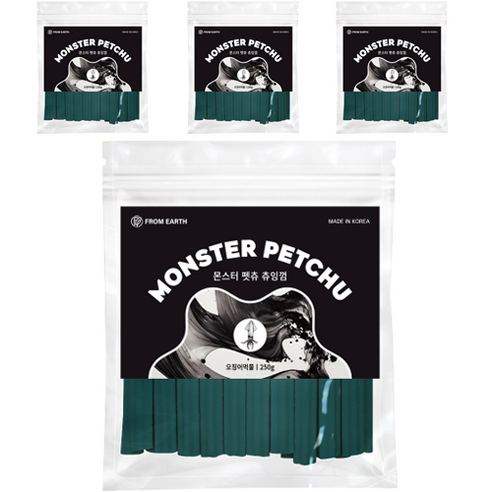 개기월식 몬스터펫츄 츄잉껌, 오징어먹물맛, 250g, 4개