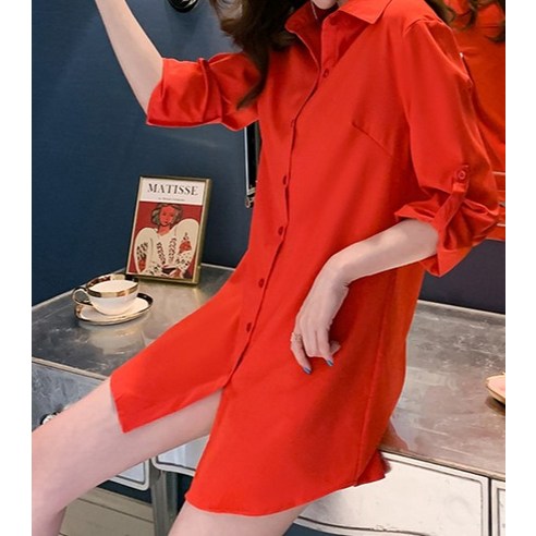 세련된 편안함을 위한 구디프 여성용 비비드 컬러 롱 셔츠