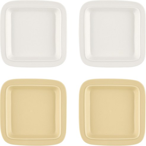 르난세 몽드 정사각 접시 2종 x 2p 세트 S, 1세트, 크림화이트, 버터밀크