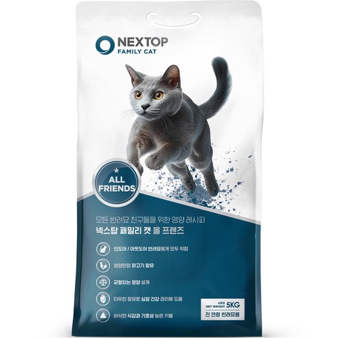 넥스탑 고양이 전연령 패밀리캣 사료, 닭, 5kg, 1개