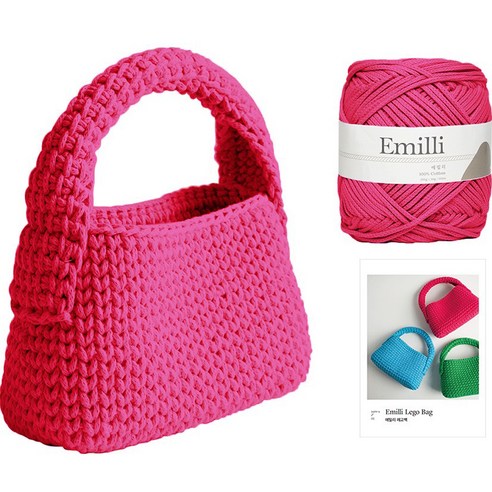 yarna 에밀리 뜨개실 레고백 DIY 키트, 25 핫핑크, 1세트