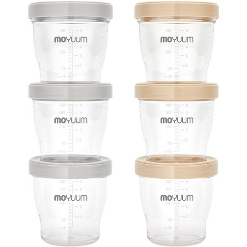 모윰 유아용 트라이탄 이유식용기 180ml, 그레이, 3개