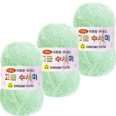 yarna 대용량 고급 수세미 뜨개실 100g, 134 베이비민트, 3개