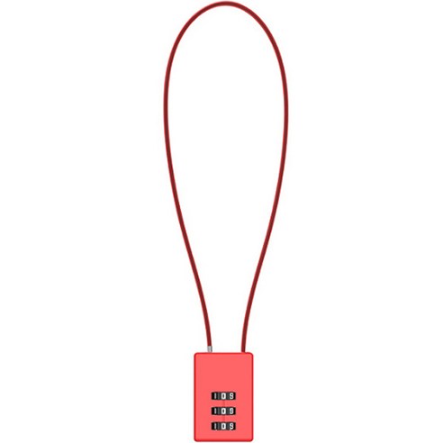 트래블큐브 스퀘어 스테인레스 코팅 롱케이블 3다이얼 자물쇠 레드 50cm, 1개