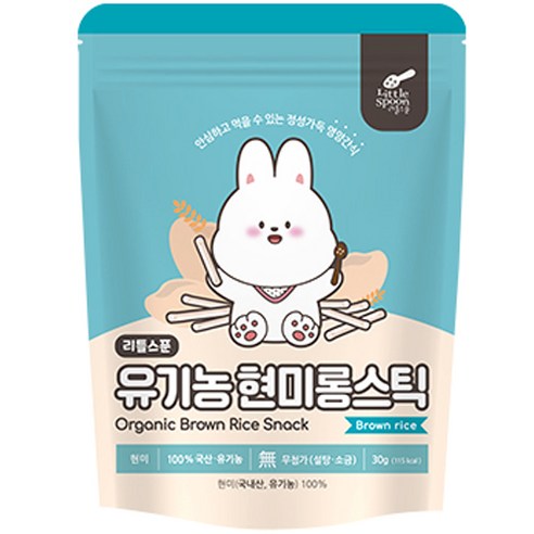리틀스푼 쌀과자 유기농 떡뻥 스틱 현미 롱스틱, 30g, 1개