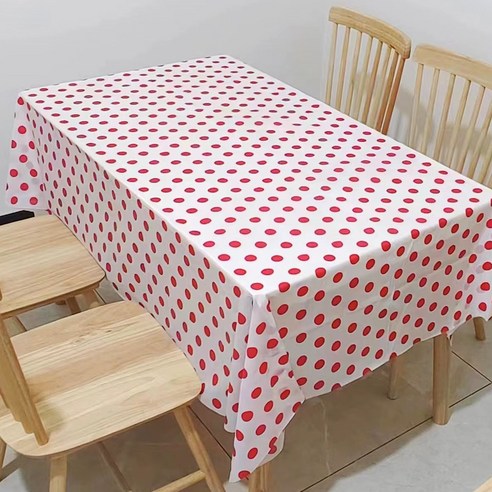 캐치 컬러풀 도트 파티 테이블보 2p, 화이트 레드, 137 x 183 cm